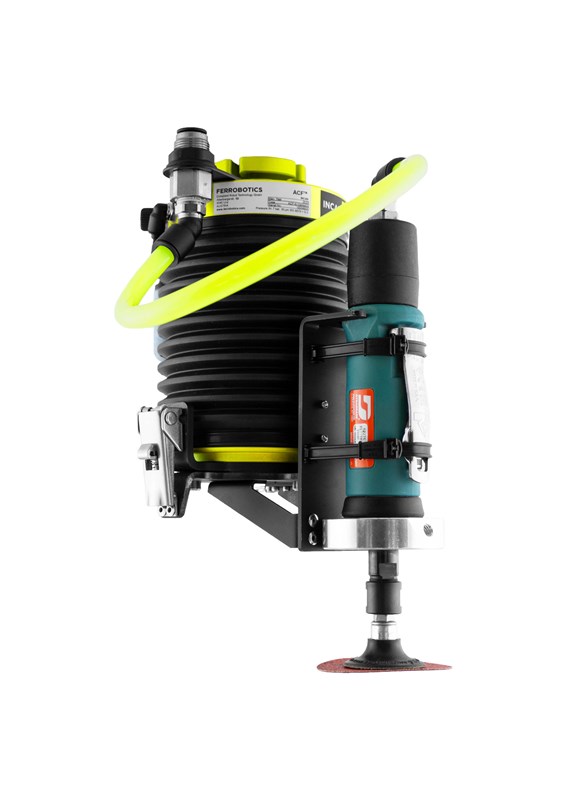 O kit inclui: FerRobotics ACF-K + Ferramenta Dynabrade Ref. 52276 (montagem vertical)